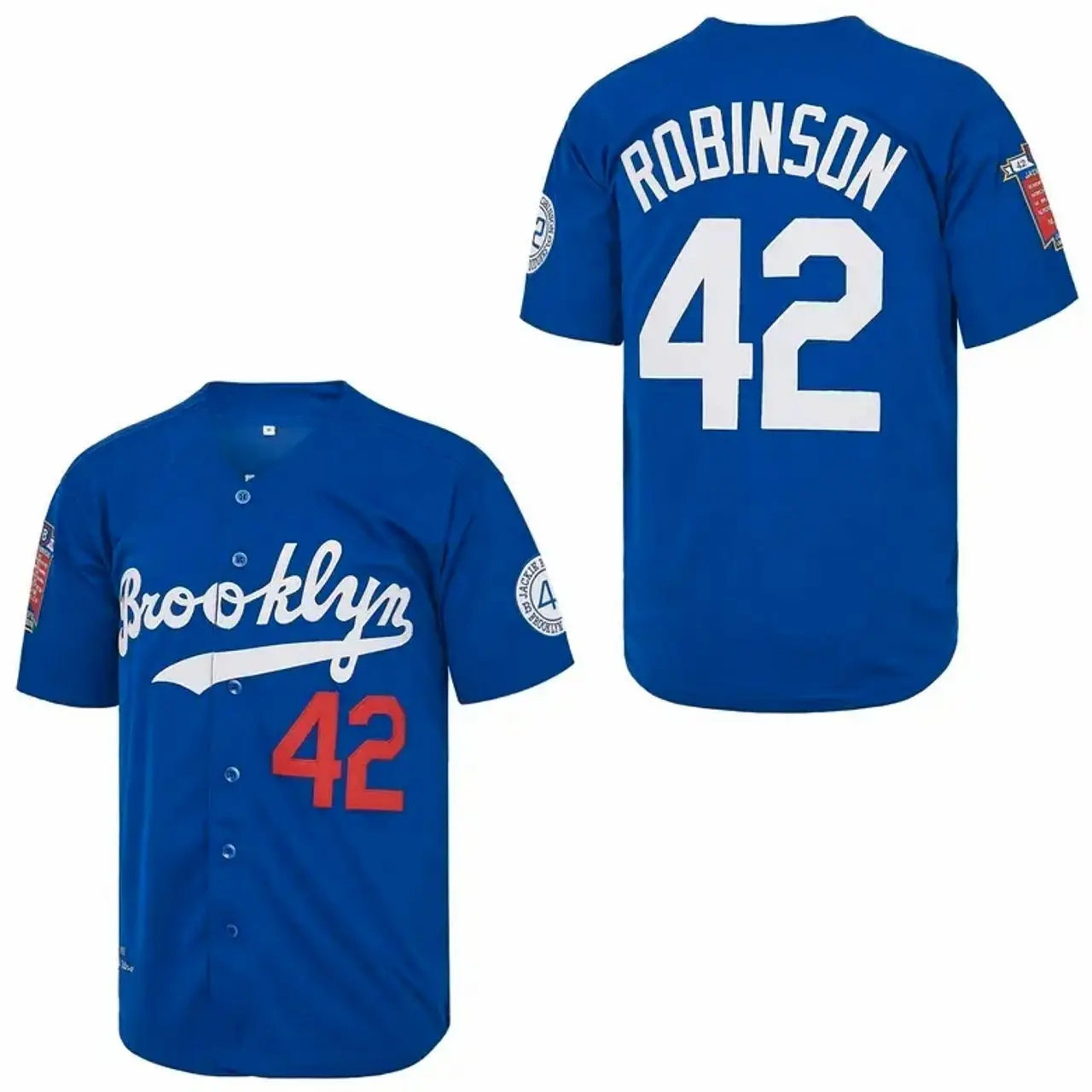 Mens Brooklyn 42 Robinson Baseball Jersey – Legend Vintage with Embroidered Patches, HipHop, Blue, Perfect Gift for Any Occasion G4P