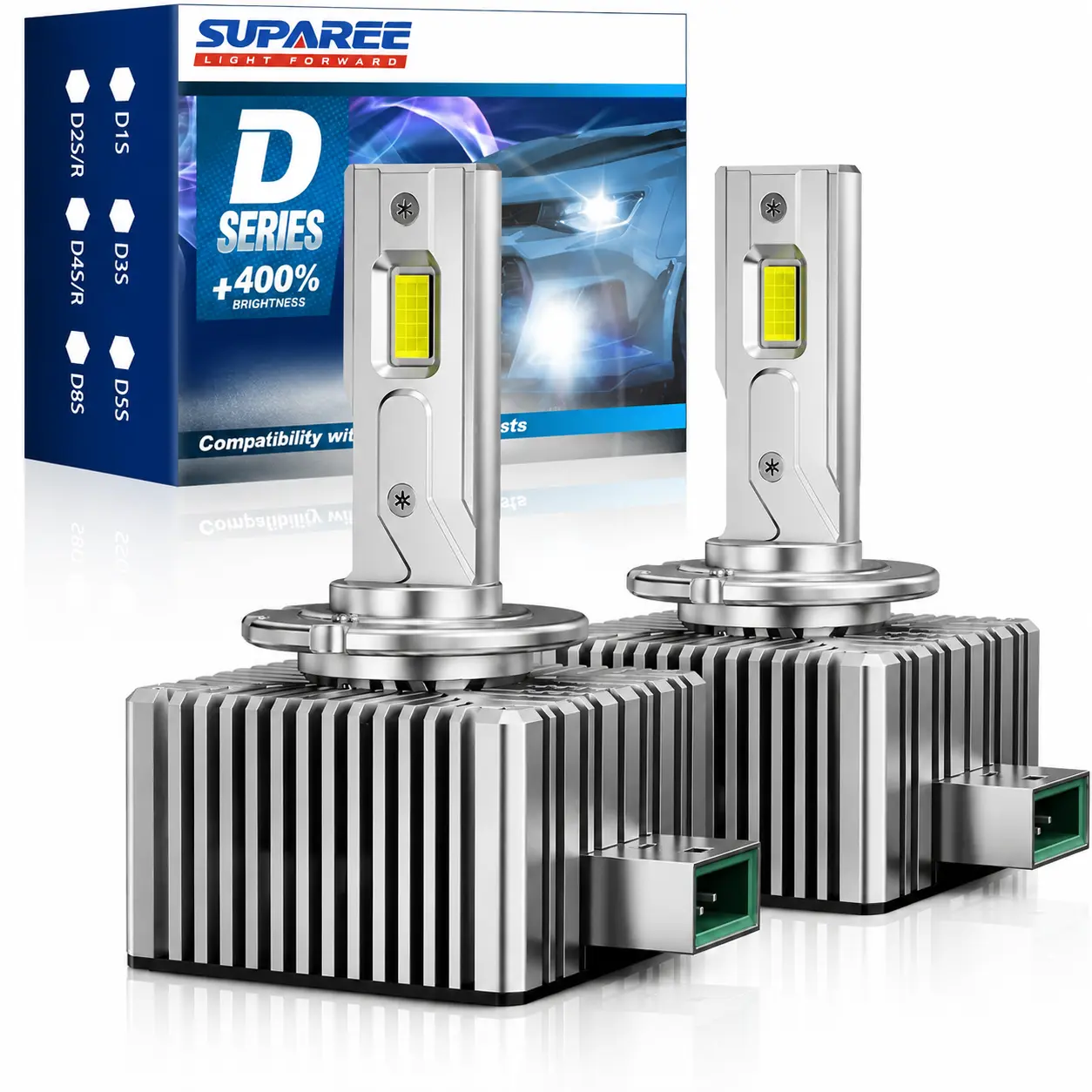 SUPAREE D1S D1R LED Headlight Bulbs, Super Bright 6500K Cool White, OEM Fit Replacement, Plug & Play LED Upgrade for Trucks & SUVs