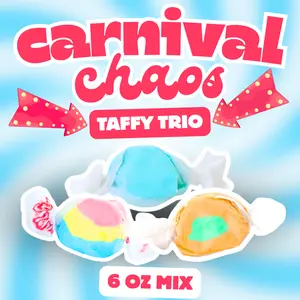 Carnival Chaos Taffy Trio Mix (6 oz) - Blue Cotton Candy, Shaved Ice, & Caramel Apple Flavors