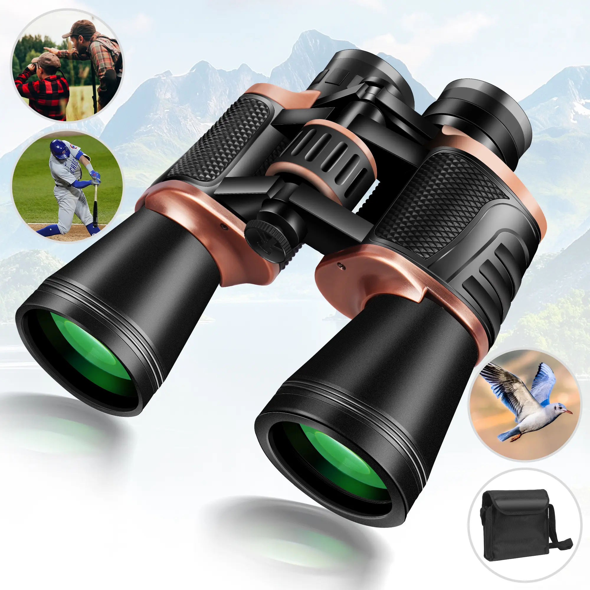 22x50 Waterproof Binoculars for Adults - High Magnification, Lightweight, with Carrying Bag for Bird Watching, Camping, Sports Events