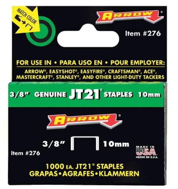 212 MAIN JT21 Staples - Narrow Crown, Thin Wire, .38in Size, 276 Count Office Equipment Part for Office Stationery Supplies