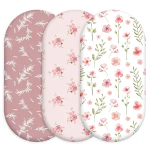 3 Pack Bassinet Sheets , Breathable Cozy Fitted Mattress Sheet, Elastic Travel Bassinet Fashionable, Nature Inspired Standard Cradle Safe Sheets for Baby Boy Girls 32" x 16"