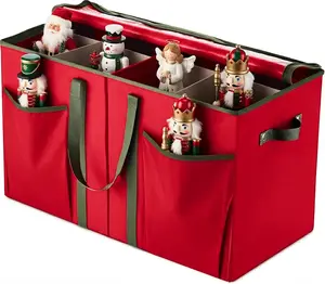 Zober Nutcracker Storage Box for Christmas Figurines - Holds Up to 8 15-Inch Decorations, Red