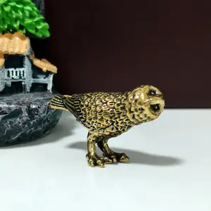 Antique Brass Owl Tea Pet Table Decor Animal Figurine Craft Christmas Gift, Vintage Style Home Ornament, Unique Collectible Item, Indoor Decoration
