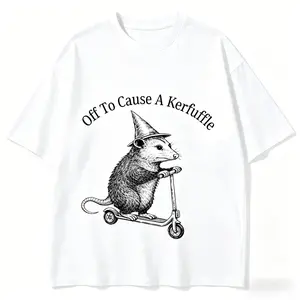 Off To Cause A Kerfuffle Shirt, Funny Opossum Scooter T-Shirt, Mental Health Tee, Sarcastic Humor Shirt, Animal Lover Gift