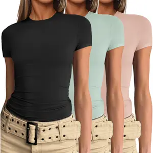 EKOUAER Womens Basic Tee Shirts 3 Pack Short Sleeve Crew Neck Thermal Underwear Tops Base Layer, Slim, Y2k