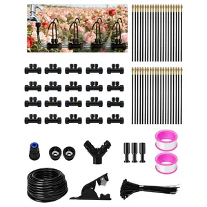 66FT Drip Irrigation System with 40 Nozzles, Automatic Drip Irrigation Kit, Garden Watering System with - 360? Bendable  Nozzles for Lawn, Raised Bed (66FT, 40 Nozzles)