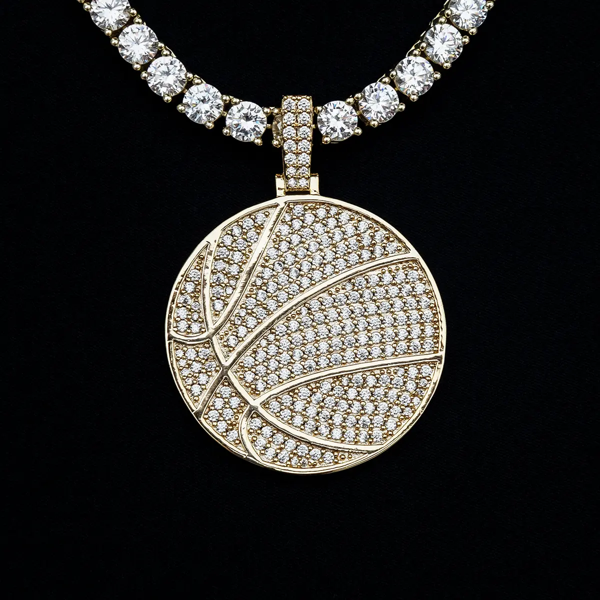 Pave Basketball Pendant 18k Yellow Gold Plated - Lifetime Guarantee