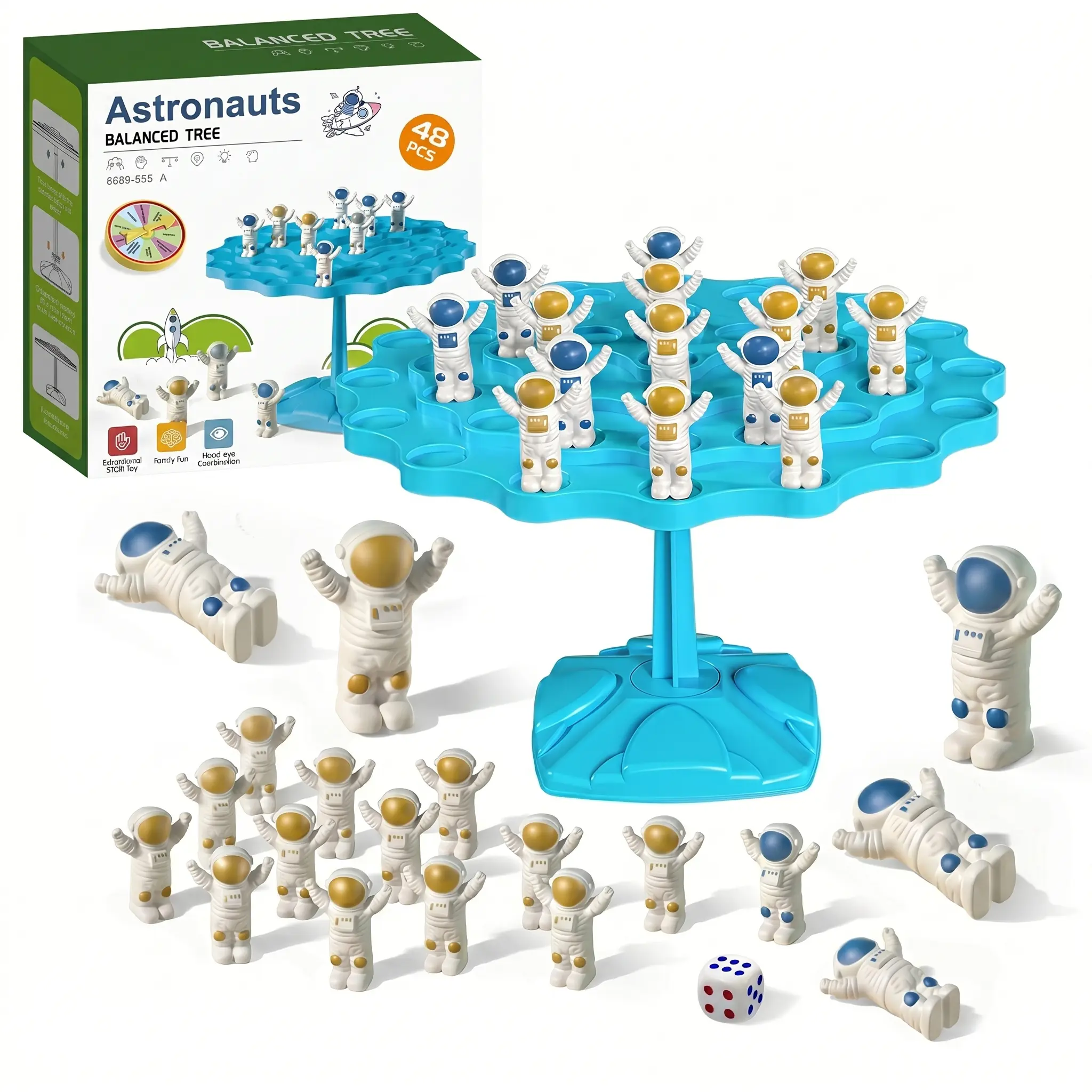 Astronaut Balancing Game Creature Crash Easter Family Game Night Essentials Kids Games with 48 Astronauts 1 Balancing Board 1 Pillar Base Die and 1 Storage Bag Easter Basket Gift Magnetic Chess Family Game Set