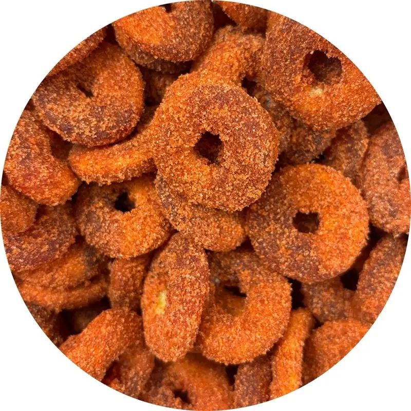 Chamoy-Coated Natural Soft Gummy Peach Rings Snack - Fruity Flavored, Artificially Sweetened Sugar Candy, Salt-Infused Mexican Bulk Treats
