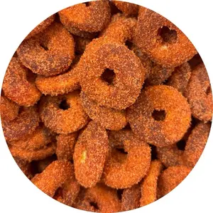 Chamoy-Coated Soft Gummy Peach Rings - Fruity Flavored, Artificial Sweetened Mexican Snack, Bulk Salt-Infused Candy