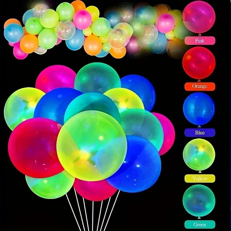 UV Reactive Fluorescent Latex Balloons, 10 Inch Night Glow Ambiance Party Supplies, Balloon Decorations, Perfect for Birthdays, Weddings, Holiday Celebrations, Light