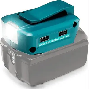 ADP05 Power Source for Makita, 1 Count Cordless Tool Battery 14.4-18V Lithium-Ion LXT Battery Geelink, USB Phone Charger Adapter Converter with Dual USB Ports, 12V DC Port, 3W LED Work Light Flashlight