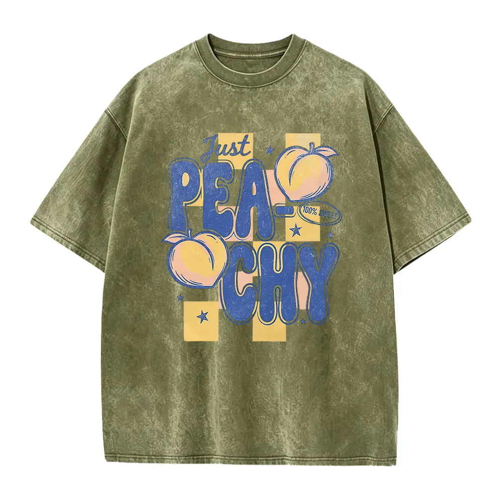 Just Peachy Shirt Summer Fruit Tshirt Food Pun T Shirt Retro Graphic Tee Peach Graphic Tee Summer T-Shirt