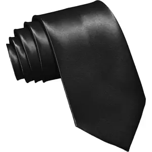 Men's Ties Classic Solid Satin Tie Pure Color 3.15" Mens Necktie, Premium Formal Black Ties For Men Business & Wedding