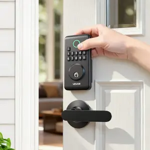 Keyless Lock with Handle Set, Electronic Code Keypad Deadbolt with Lever Handles, Easy-Grip Design, Customizable User Codes, Keyed Entry, Auto Lock, Anti-Peeking, Matte Black