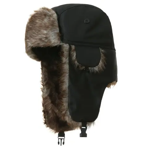 Faux Fur Reflective Aviator Trapper Hat – Warm Windproof Winter Cap for Outdoor Snow Activities and Cold Weather Protection