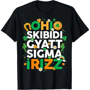 Ohio Skibidi Gyatt Sigma iRizz Irish St Patricks Day T-Shirt