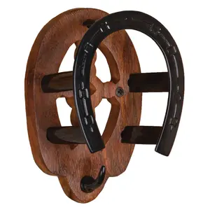 Berlin Brass and Wood Fancy Black Horseshoe Bridle Bracket
