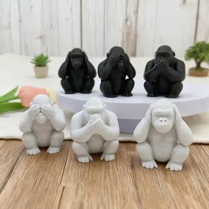 Digital Detox Gorilla Trio - 3D printed sculpture Set, Cute Collectible Figurines, Desktop Statue, Hear No Evil, See No Evil, speak No Evil, Perfect Gift for friends, Colleagues, Parties &More