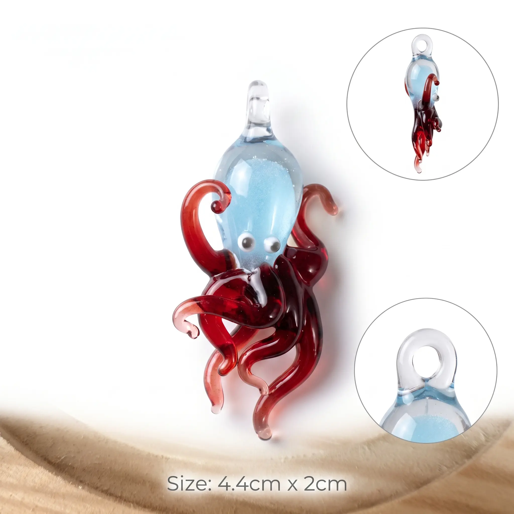 Handmade Hand Blown Lampwork Glass Octopus-Jellyfish Pendant Necklace - 1-of-a-Kind Artisan Deep Ocean Ethereal Healing Natural Crystal Jewelry, Unique Gift for Sea Lovers with Spiritual Significance, One Of A Kind