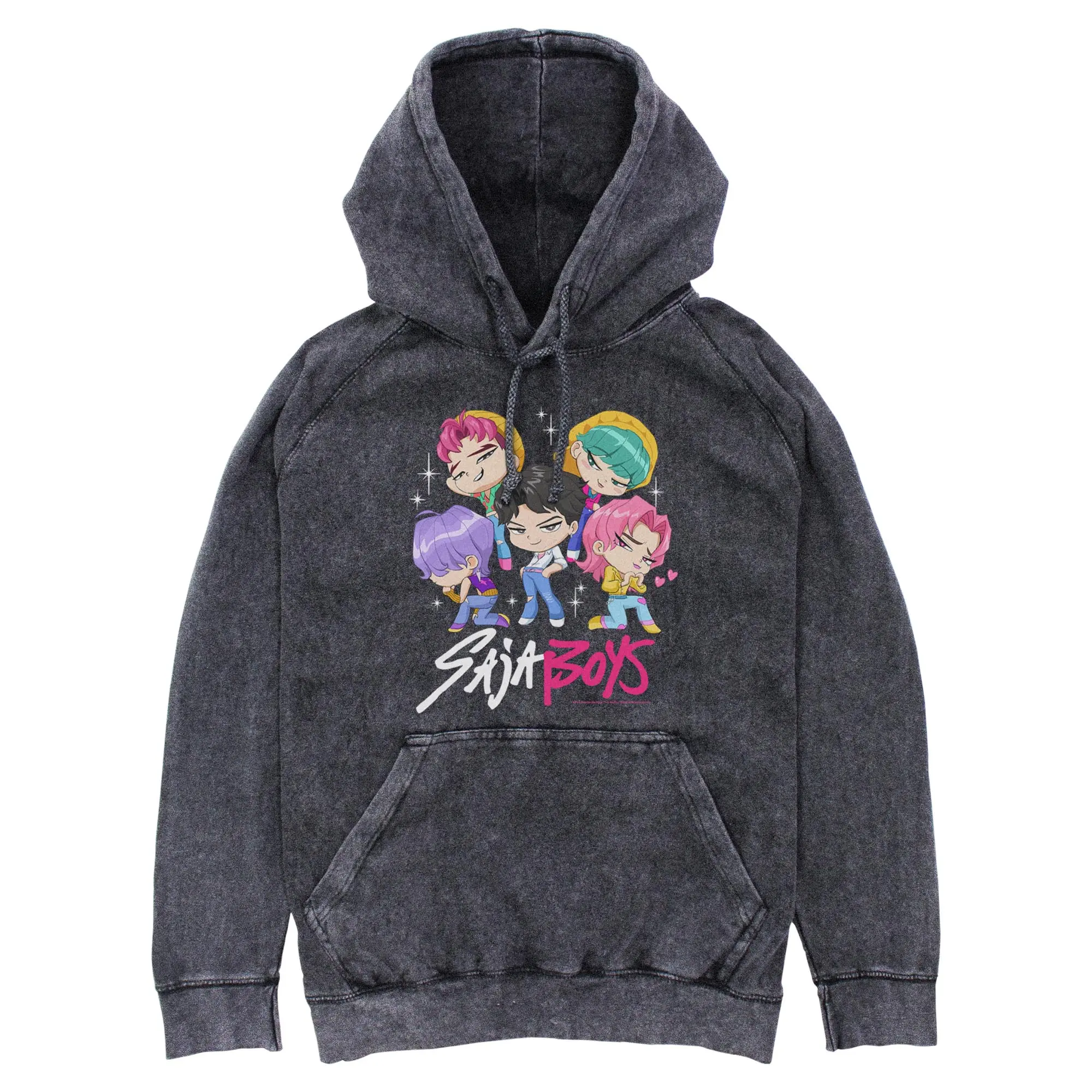 Men's KPop Demon Hunters Saja Boys Graphic Hoodie - Top, Lightweight, Cotton Chibi Print Design