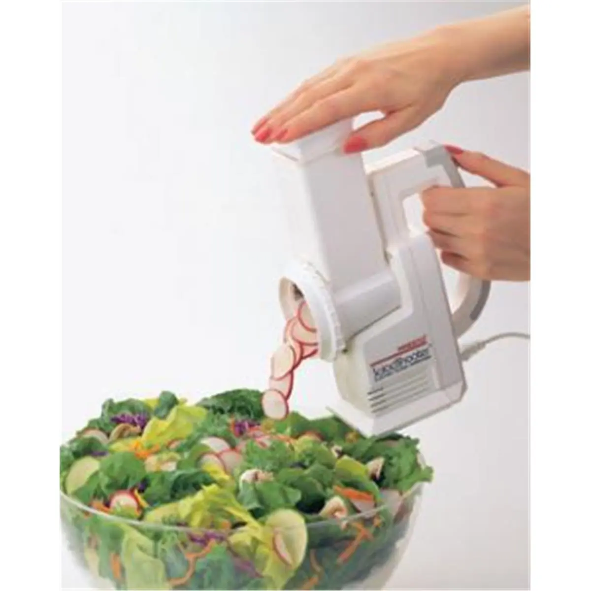 Presto Salad Shooter Slicer-Shredder Compact Kitchen Gadget - Manual Handheld Multi-Slicer Mandolines, Slicing Gadget Mandolines, Interchangeable Cones, Precision Slicing, Vegetable Cutter, Cheese Prep Tool