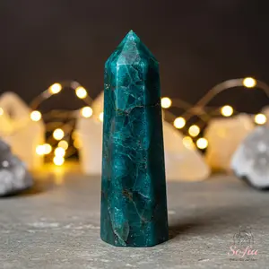 Natural Blue Apatite Stone Crystal Tower Single Point Wand Blue Crystal Obelisk Mineral Specimen Home Desk Decoration Christmas Gift