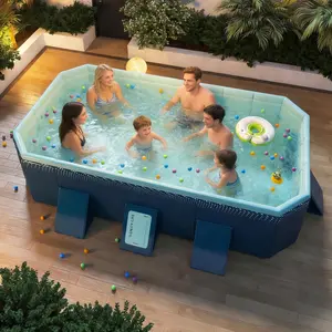 115-inch (approx. 289.6 cm) non-inflatable foldable swimming pool, suitable for family use. Portable above-ground pool for adults and kids, easy to set up, ideal for outdoor spaces, backyards, gardens and camping. Made of durable PVC.