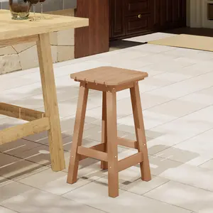 Paradise 24" Outdoor Patio HDPE Square Counter High Backless Bar Stool