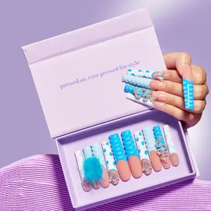 Lulunails Y-Series Coffin Nails M020 — 10 Pcs Long Nails, Acrylic Press-On Nail Arts