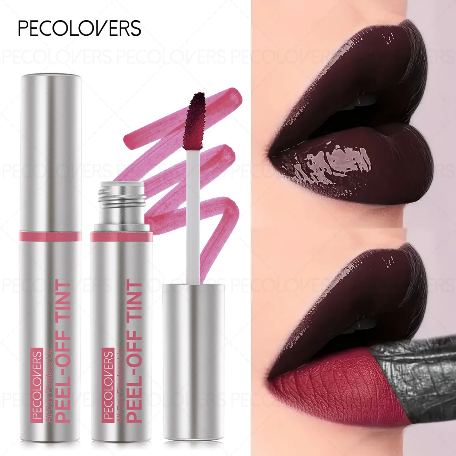 1PC Peelable Lip Glaze, Tinted Lip Gloss, Waterproof and Smudge-proof, Not Easy To Fade, Long-lasting Gloss, with Bright Colors, Mild Formula, Quick Film Formation, Easy To Control Daily and Party Makeup, Glossy, Lip Tint Gloss