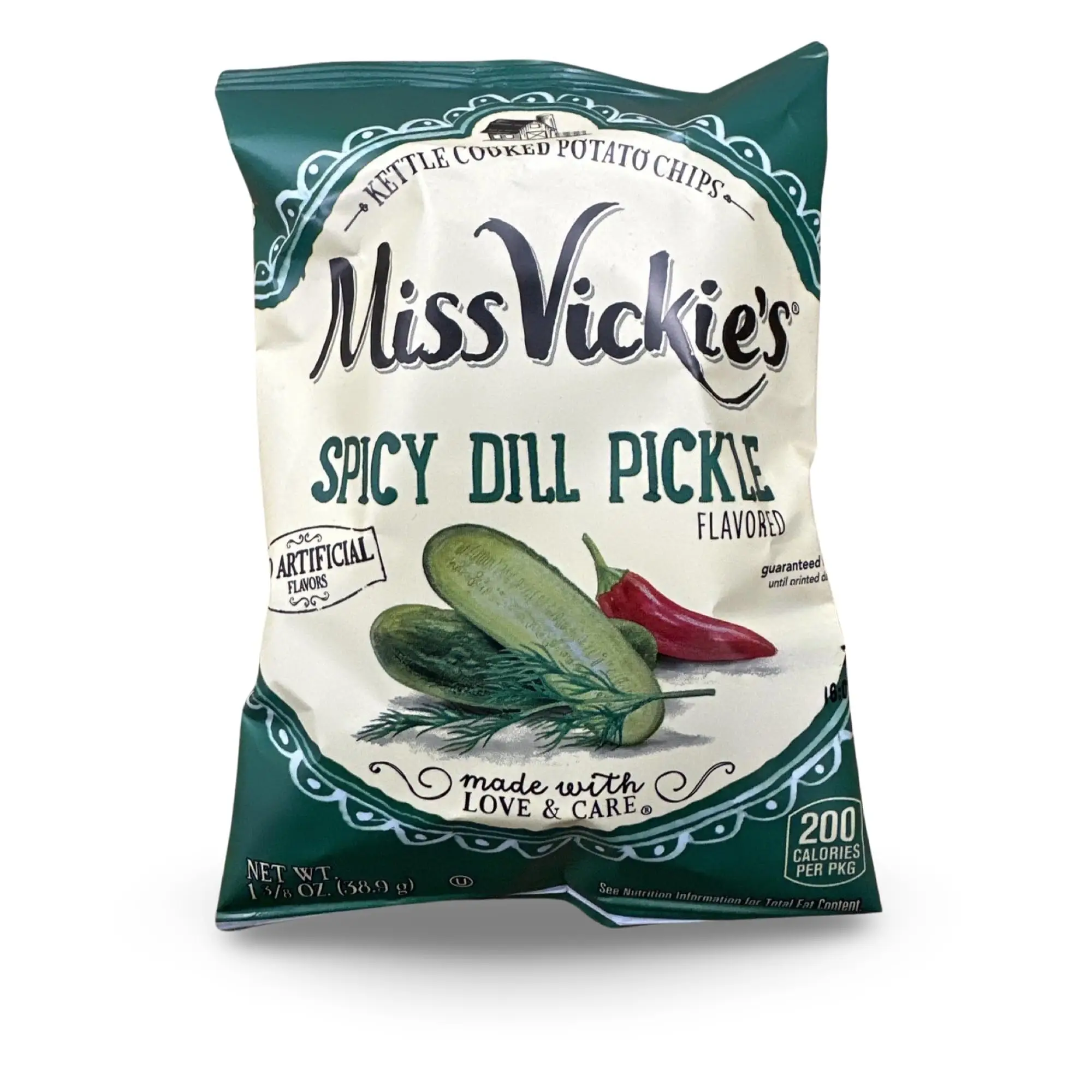 Miss Vickie's Spicy Dill Pickle Kettle Cooked Potato Chips, 12 Pack