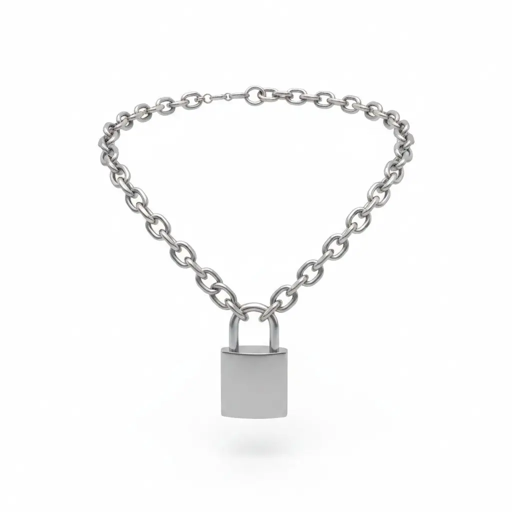 Padlock Necklace in Stainless Steel, Punk Chunky Chain Jewelry for a Casual Streetwear Look, Unisex Hypoallergenic, 60cm/23.62inc, Multi-Size, Anyone Who Loves Edgy, Punk-Inspired Jewelry, Chain Jewelry Necklaces
