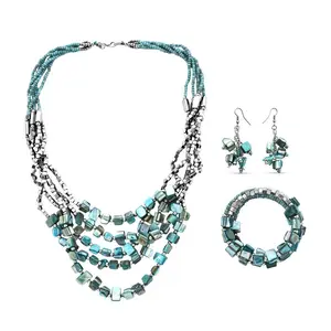 Costume Jewelry Sets for Women - Beaded Bracelet Earrings and Necklace Set - Handmade Seed Beads Vintage Summer Beach Boho Jewelry - Birthday Anniversary Christmas Gifts for Womens  - 22 Inches