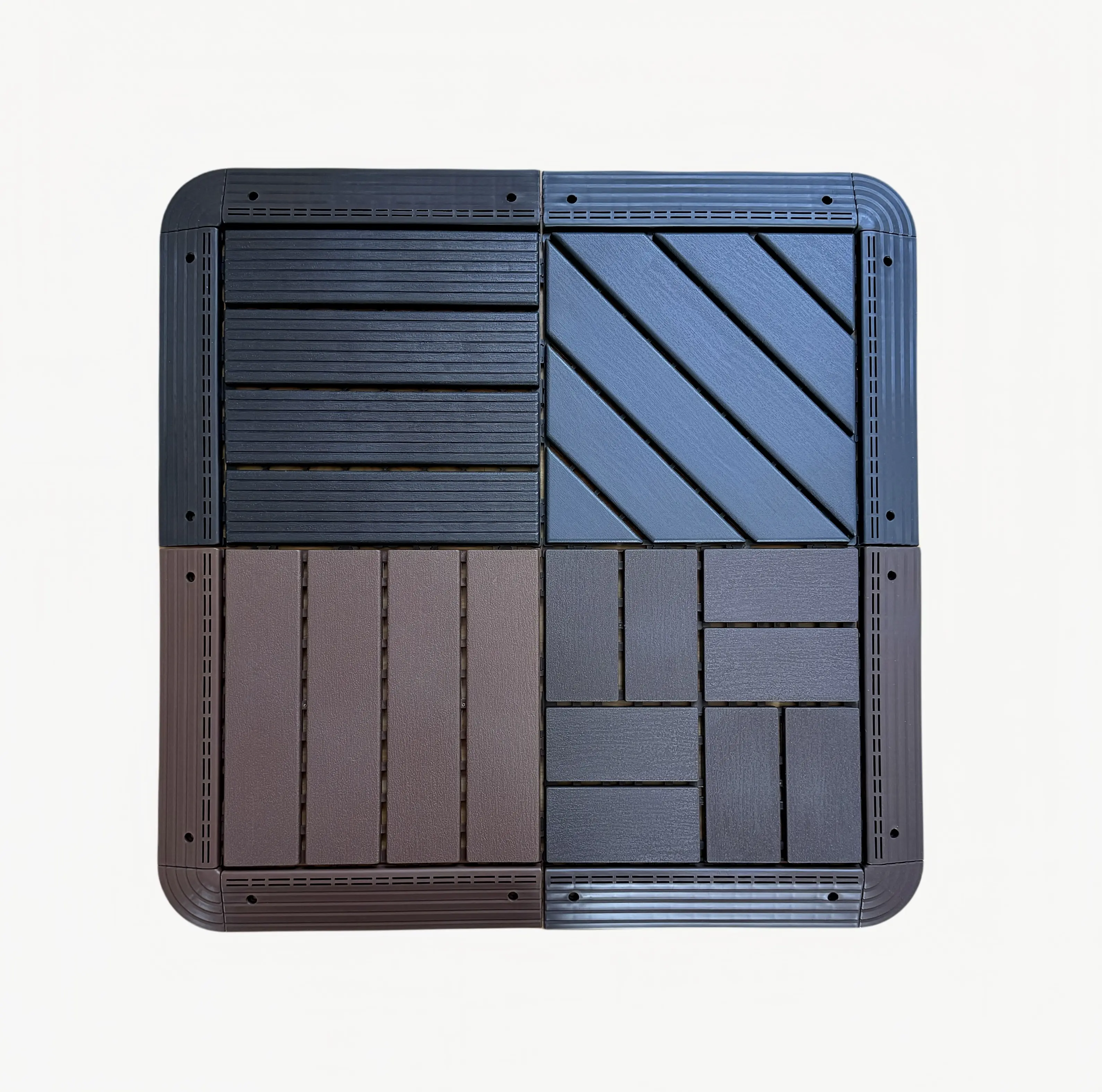 ZUGELAN Interlocking HZ Deck Tiles Set, 44 Sqft Set with 30 Trim Pieces, 4 Corners, Easy Interlock Design, Waterproof, Fireproof, UV Resistant
