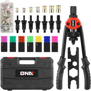 12" Rivet Gun, Wrench, SAE Mandrels & Metric Rivet Nut Tool Set, 70pcs Rivet Nut Head, Rivet Gun Kit for Riveting Decoration, W/Case,-00565