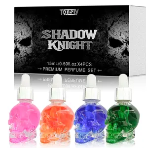 Tonfly New Skull Series Perfume Set, Unisex Fragrance Gift Box, Middle Eastern Scent Dropper Sticks, 4-Piece Collection, Aromatic Fruity Fragrance