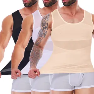 CATTIBOR 1/2/3 Pack Men Double Compression Vest,Men Sport Vest Body Shaper Tank Top ,Men Shaping Shirts Sleeveless Shirts For Running Gym Fitness Tank Tops Underwear Menswear Underwear,Boys Underwear
