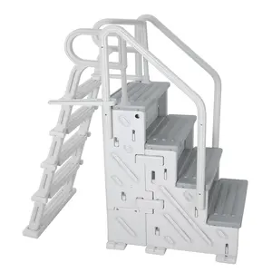 Gaomon 2-in-1 Modular A-Frame Pool Ladder Set - Inclined Tread PE Plastic Steps, Safe Entry Heavy-Duty Access for Above Ground Pools & Decks, Quick Assembly