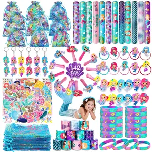 142pcs Multi-Item Party Favor Packs, Party Favors Assortment, Mermaid Party Favors For Girl, Mermaid Birthday Party Supplies, Decor Toys Kids Stationery Toy, Treasure Box Pinata Goodie Bag Stuffers, Gifts For Birthday, Party Bag Fillers