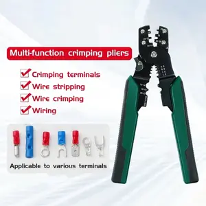 Professional Wire Crimping Tool, Multifunctional Durable Carbon Steel Pliers for Cutting Stripping Crimping 26-10 AWG Wires, Wirecutters, Hand Tools
