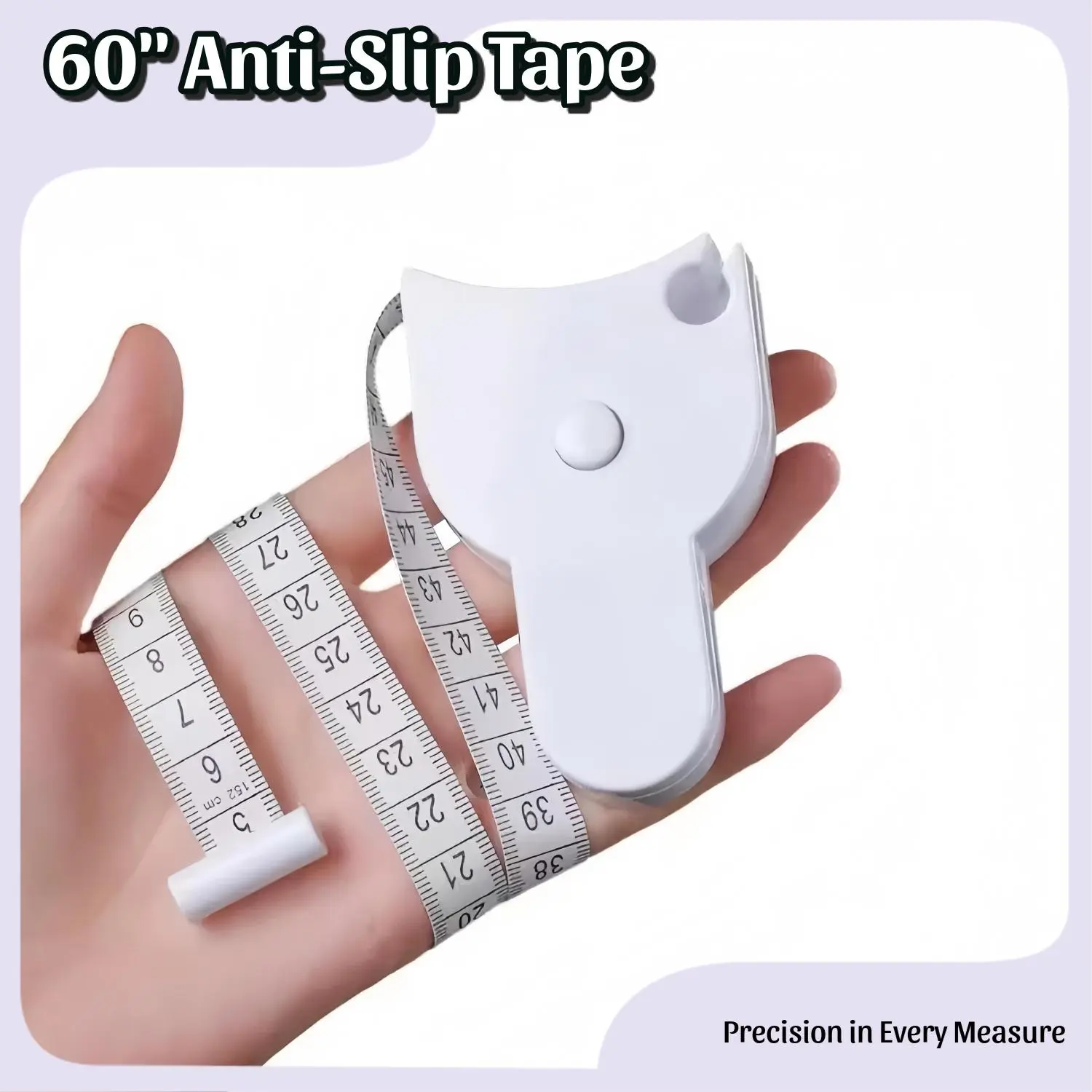 1-Count 60-Inch Pure White Portable Anti-Slip Body Measuring Tape Measure Tape Measurement Tape Sewing Accessories Sewing Products
