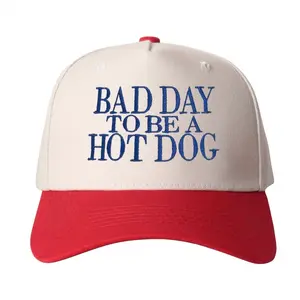 Bad Day To BE A HOT DOG Humorous Novelty for Weekend and Party Wear Embroidered Baseball Cap Custom Thread Color Vintage Soft Cotton Adjustable Hat Trendy Streetwear Gift for Men & Women