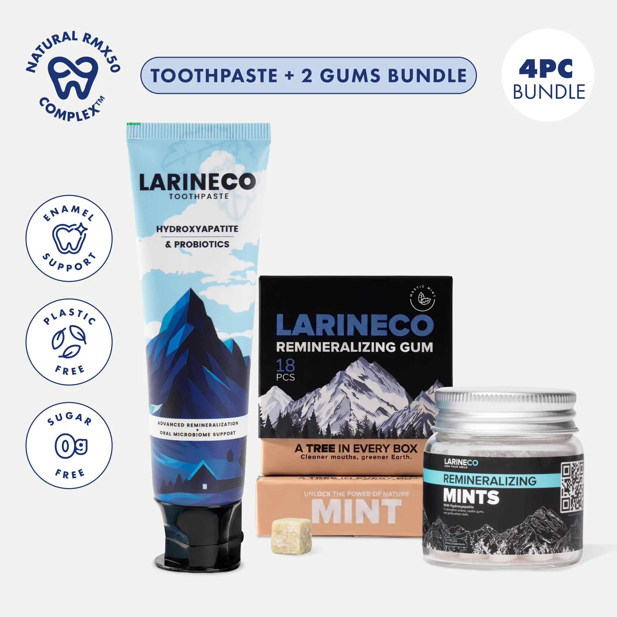 Larineco™ Gum 2-Pack + Mints + Toothpaste Bundle