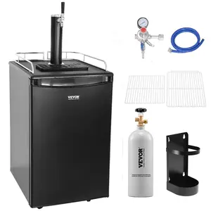 VEVOR Beer Kegerator,  Single Tap Draft Beer Dispenser, Full Size Keg Refrigerator with Shelves, CO2 Cylinder, Drip Tray & Rail, 32°F- 50°F Temperature Control, Holds 1/6, 1/4, 1/2 Barrels, Black