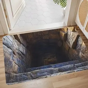 'VIKAMA 2D Optical Illusion Endless Cave Design Doormat Rug For Bedroom Carpet For Live Room Floor Mat Welcome Mat Home Decor'