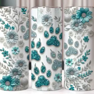 20oz Turquoise Paw Tumbler