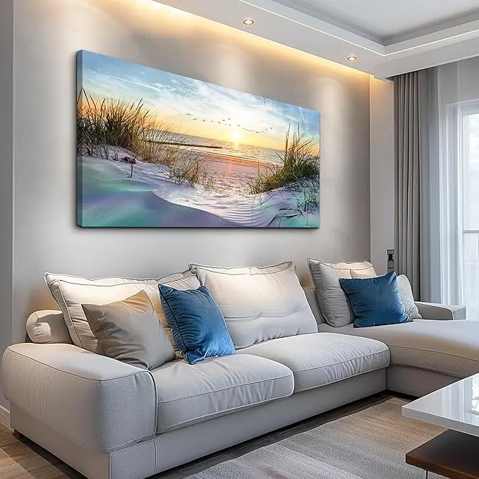 Canvas Wall Art, Large Size, Wall Art Decor for Living Room, Bedroom, Blue Ocean, Beach Scenery, Paintings, Posters, Prints, Artwork, Office Decor, Seascape Wall Paintings, Modern Room, Home Decor, Art Pieces