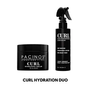 Pacinos Curl Hydration Duo - Hydrating Curl Cream & Leave-In Conditioner with Aloe, Coconut & Rice Protein for Defined, Frizz-Free, Moisturized Curls – Paraben Free – 2 Pack Haircare Moisture Hydrate Daily